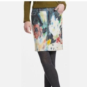 ANTHROPOLOGIE Night Garden Handpainted Denim Skirt
Size 29 art  Motif